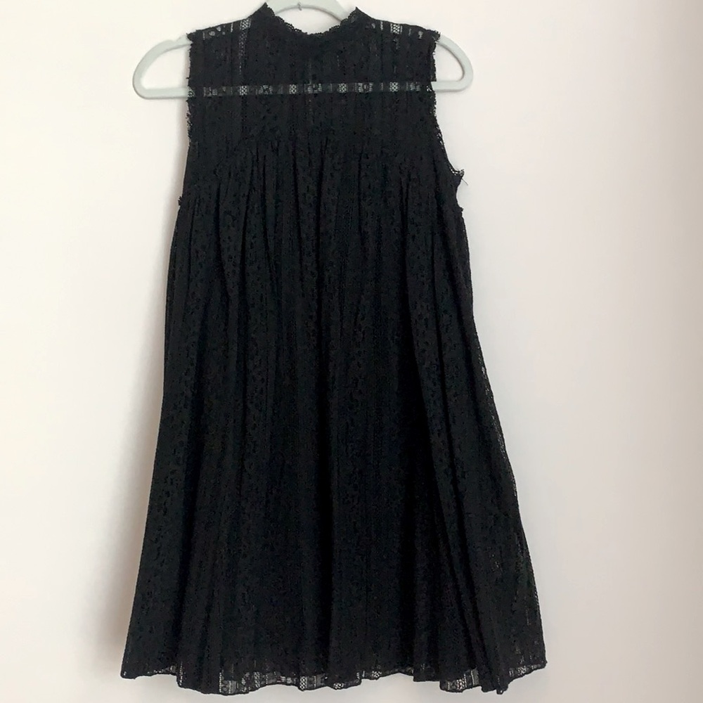 Black lace mini dress with pockets
